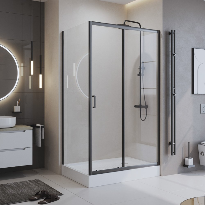 Душевой уголок BELBAGNO UNO-195-AH-1-140/100-C-NERO